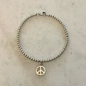 Tiffany Silver Mini Bead Peace Charm Bracelet
